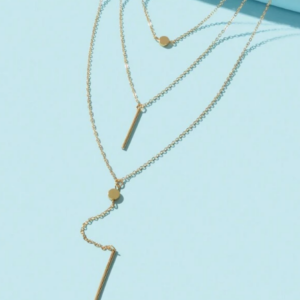 Disc & Rectangle Charm Layered Necklace
