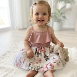 Girls Floral Print Ruffle Trim Cami Dress