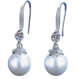 White Faux Pearl Drop Dangle Earrings