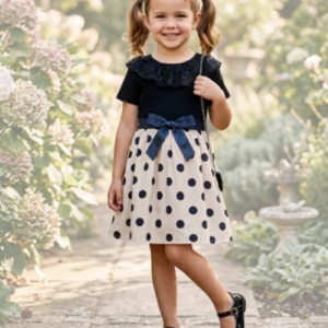 Polka Dot Print Lace Ruffle Trim Dress