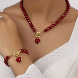 Heart Charm OT Buckle Necklace & Bracelet