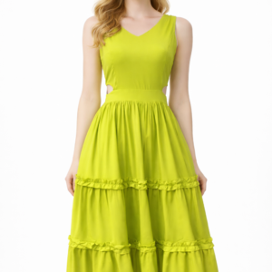 Lime Luxe Tiered Midi Dress