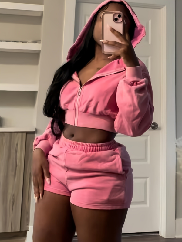Stylish Hooded Long Sleeves Short - Image 2
