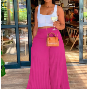 Chic Elegance Pleated Wide-Leg Pants