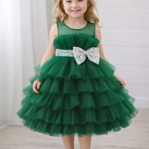 Enchanted Emerald Tiered Tulle Dress for Girls