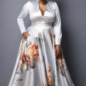 Ethereal Bloom Satin Maxi Dress