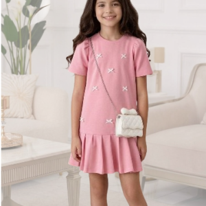Adorable Pink Ruffle-Hem Dress for Girls